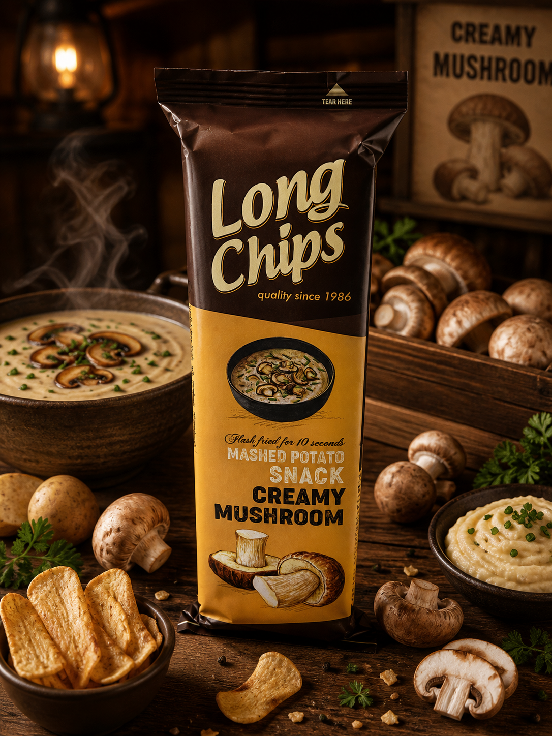 Long Chips Saveur Champignons à la crème ( Vendu à l’unité)