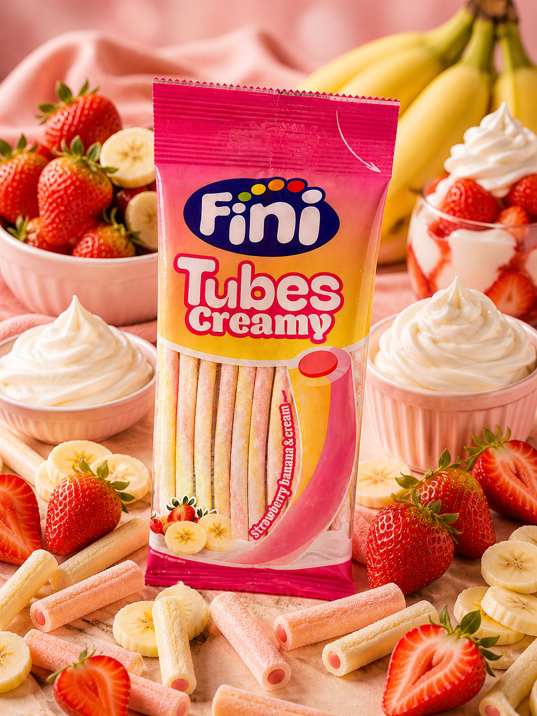 Tubes Creamy Fraise Banane Halal 80g ( vendu à l’unité )