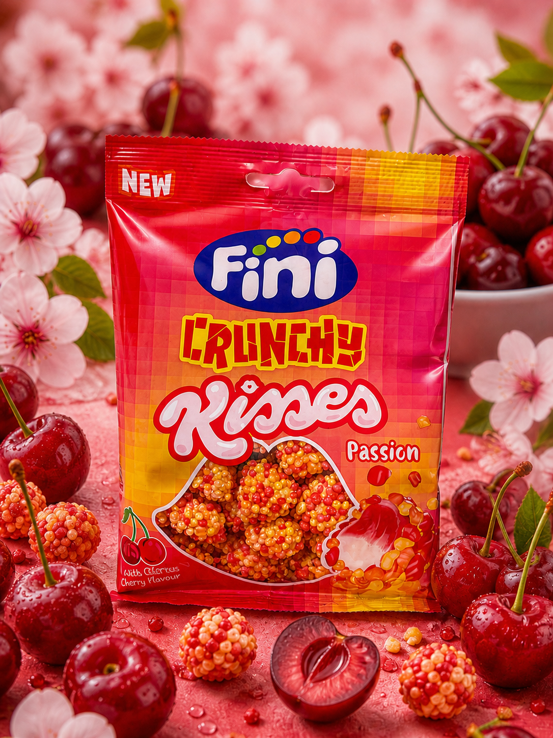 Crunchy Kisses Cerise Halal 75 g (Vendu à l’unité)